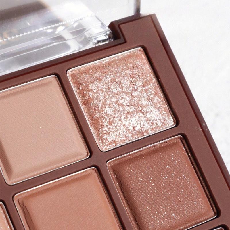 Nine-Color Waterproof Matte & Glitter Eyeshadow Palette - Long-lasting, Sweat-proof, and Brightening