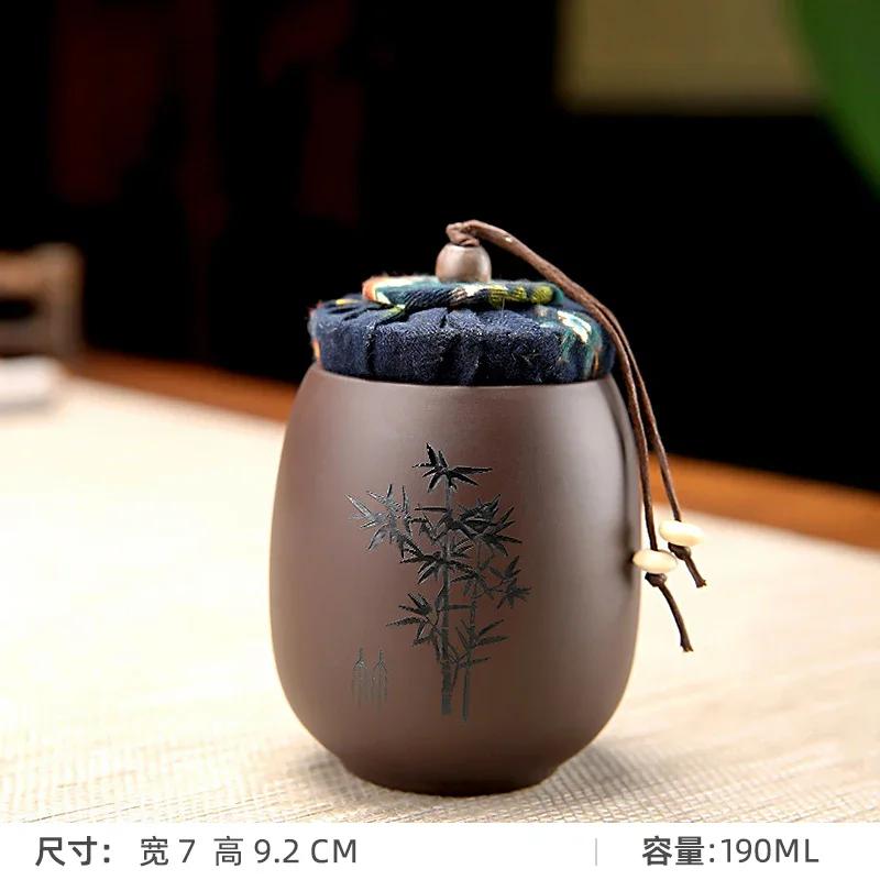Purple Clay Tea Jar Ceramic Small Can Pu Erh Tea Box Portable Mini Travel Storage Sealed Can for Home Use Teaware Tea Caddies