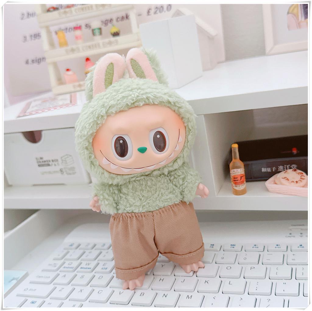 17cm Labubu Medvěd Ležérní Bunda Oblečky pro Panenky - Roztomilé Plyšové Svrchní Oblečení pro Pullip Blythe OB11 BJD, Kawaii Medvědí Kabát