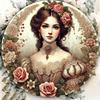 Vintage Floral Metal Tin Sign 8 Inch Round Wall Art for Home Bar Decor