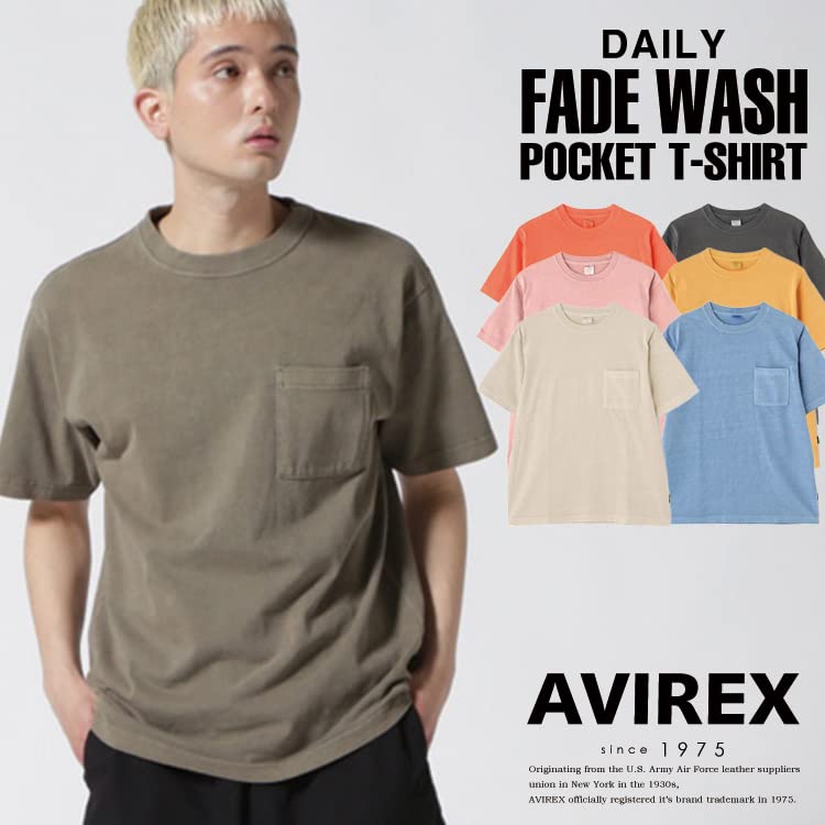 AVIREX DAILY SHORTSLEEVE FADE WASH POCKET T-SHIRT 783-3934010 olive