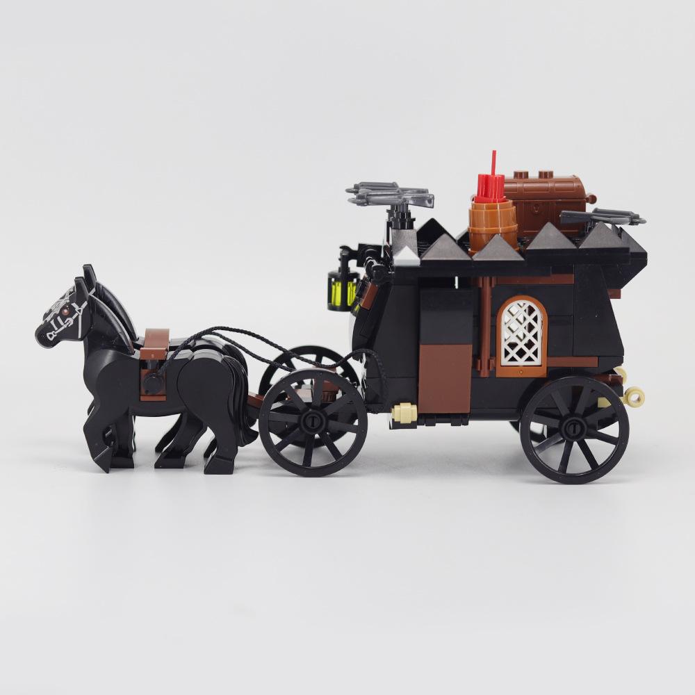 Building Block Carriage Assembly Medieval Ancient Scene Ornament Grand Theft Carriage Transportation Model Ornament