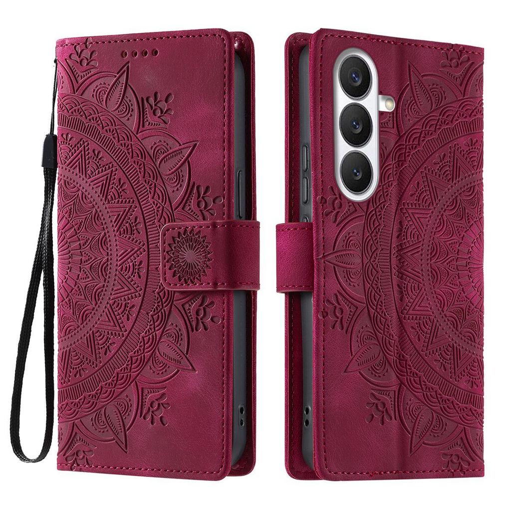 for Samsung Galaxy S26+,S25+,S25 Edge,S25 FE Mandala Embossed PU Leather Flip Wallet Phone Case