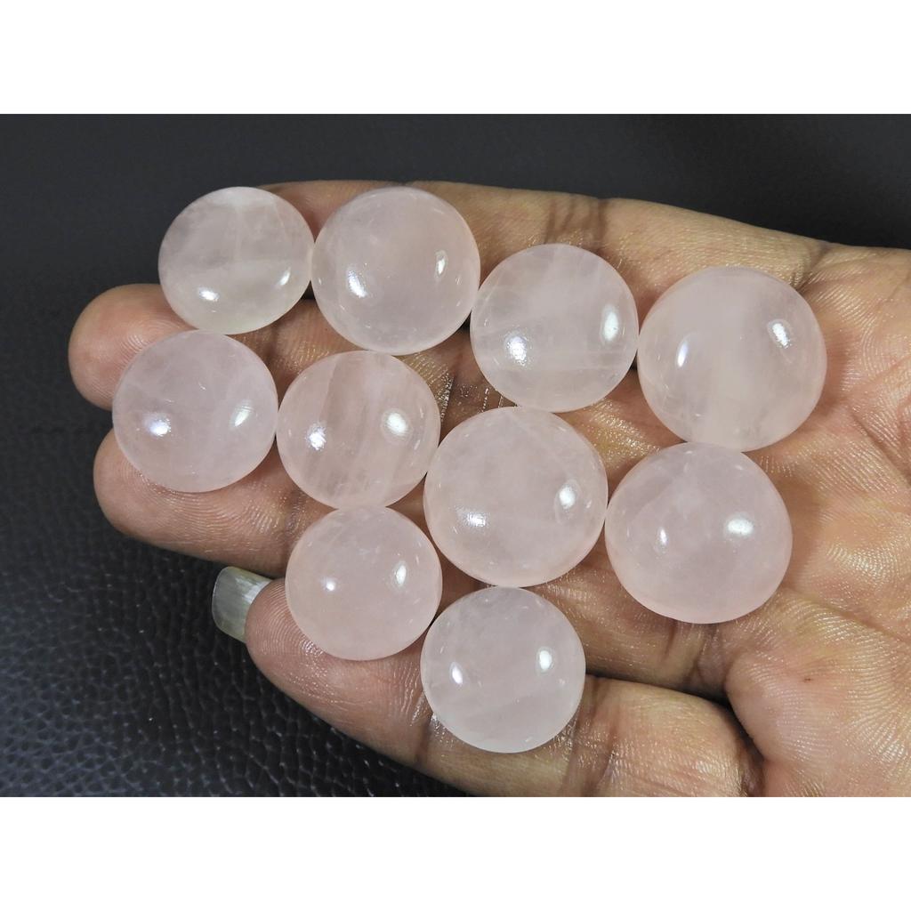 285Cts. Natural Pink Rose Quartz Round Cabachon Loose Gemstone 10 Pcs Lot C-2534