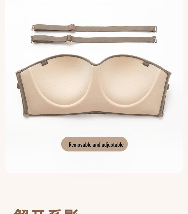 Strapless Front Buckle Bra: Thin, Non-Slip, Half-Cup Design for Small Busts – Seamless and Breathable Tube Top