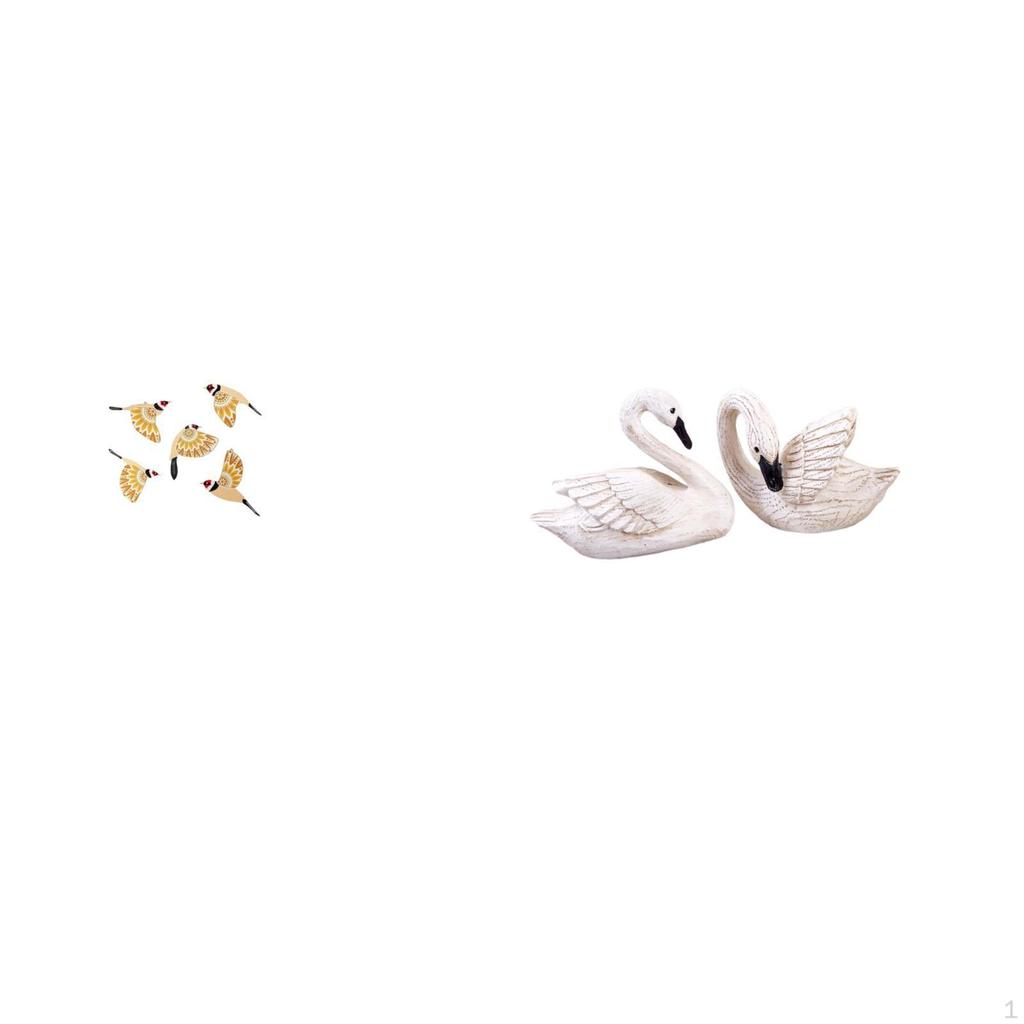 Wooden Bird Wall Art And Resin Swan Sculptures Set for Bedroom Office Living Room Home Decor