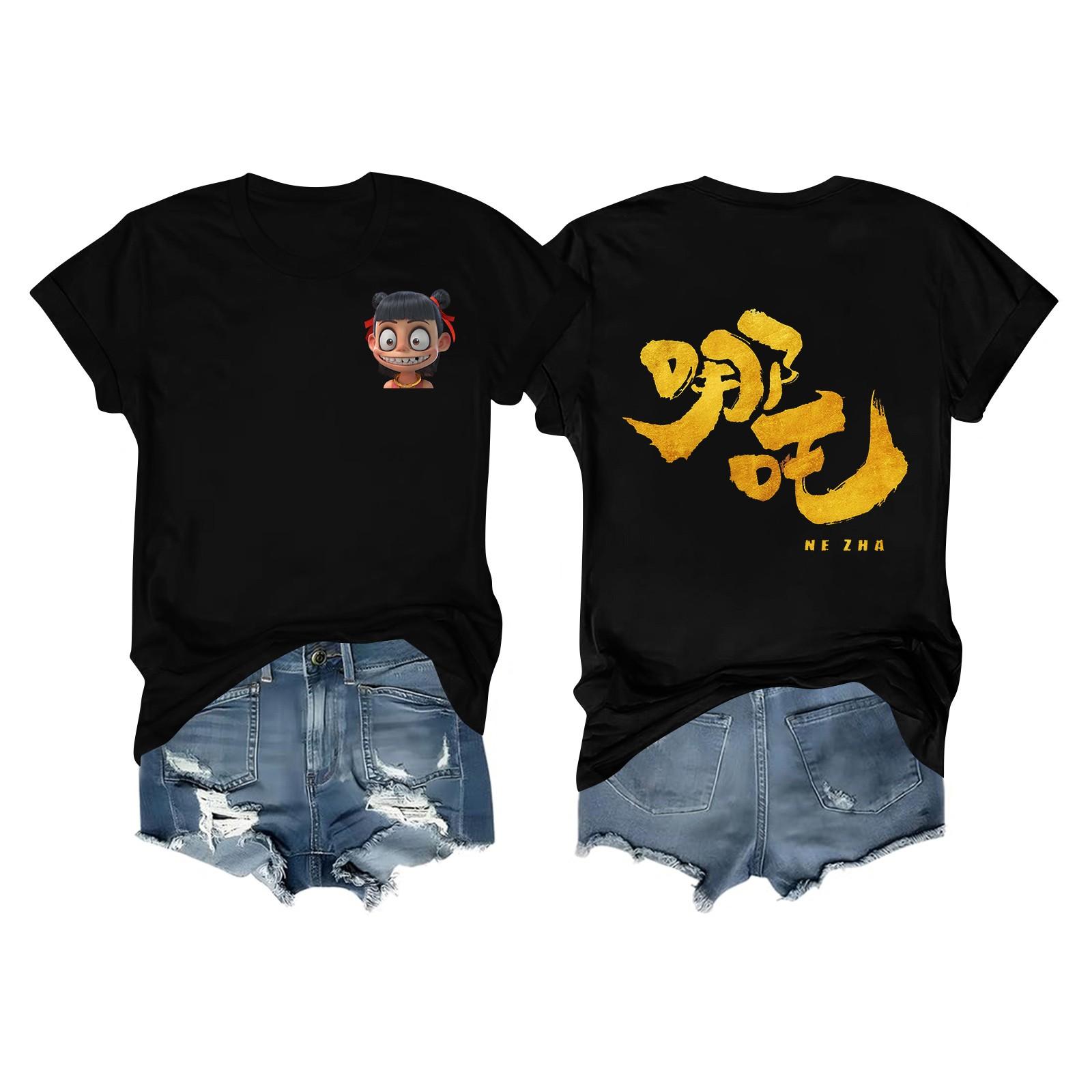 

Женская повседневная футболка с короткими рукавами и круглым вырезом с принтом и буквенным топом L чёрный