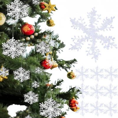 New 3-30PCS Christmas Snowflake Ornaments Glitter Fake White Snowflake DIY Xmas Tree Hanging Pendents New Year Home Party Decor