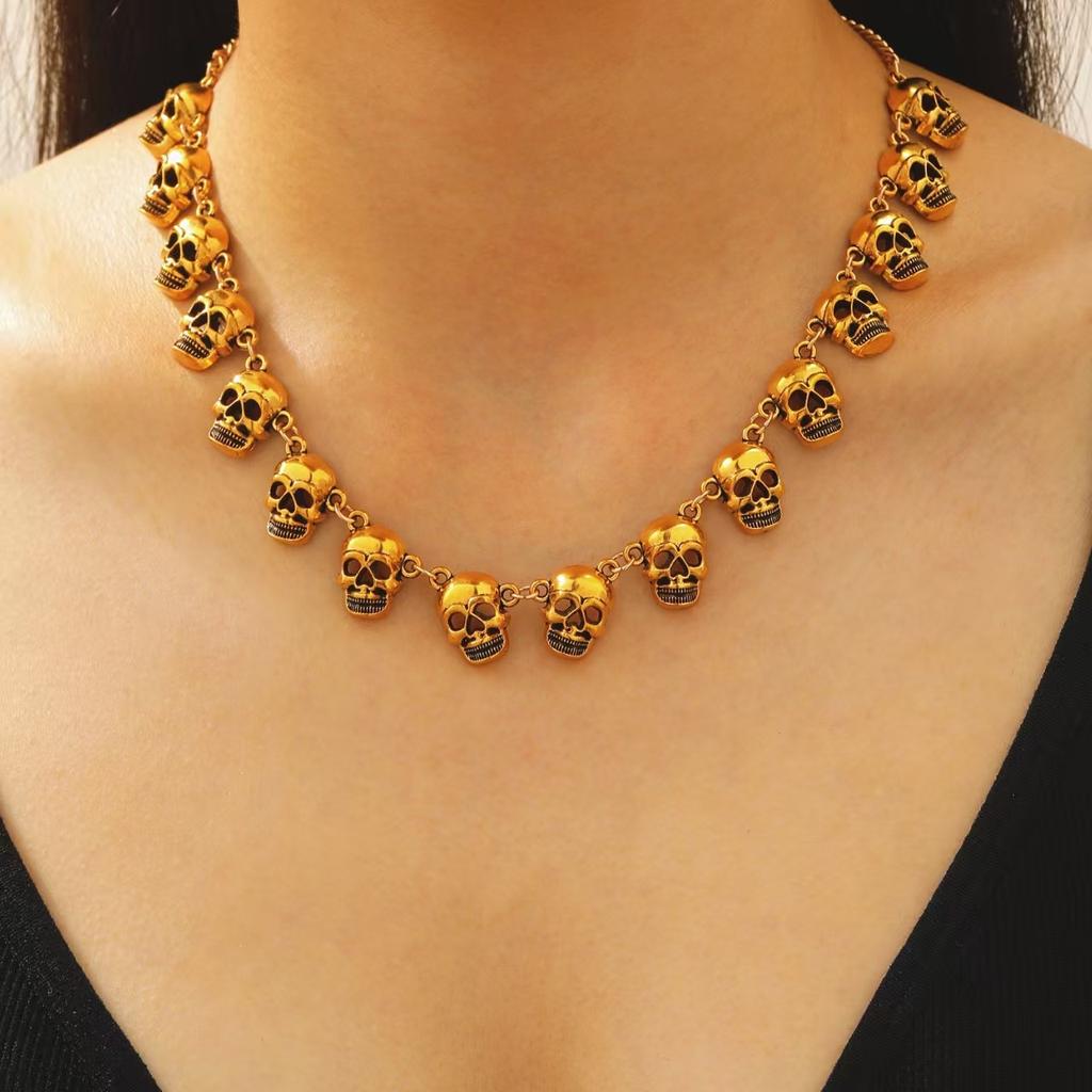 Men's Punk Skull Bracelet – Vintage Metal Biker Chain, Trendy Gothic Jewelry, Cool Cross-Border Hot-Selling Accessories