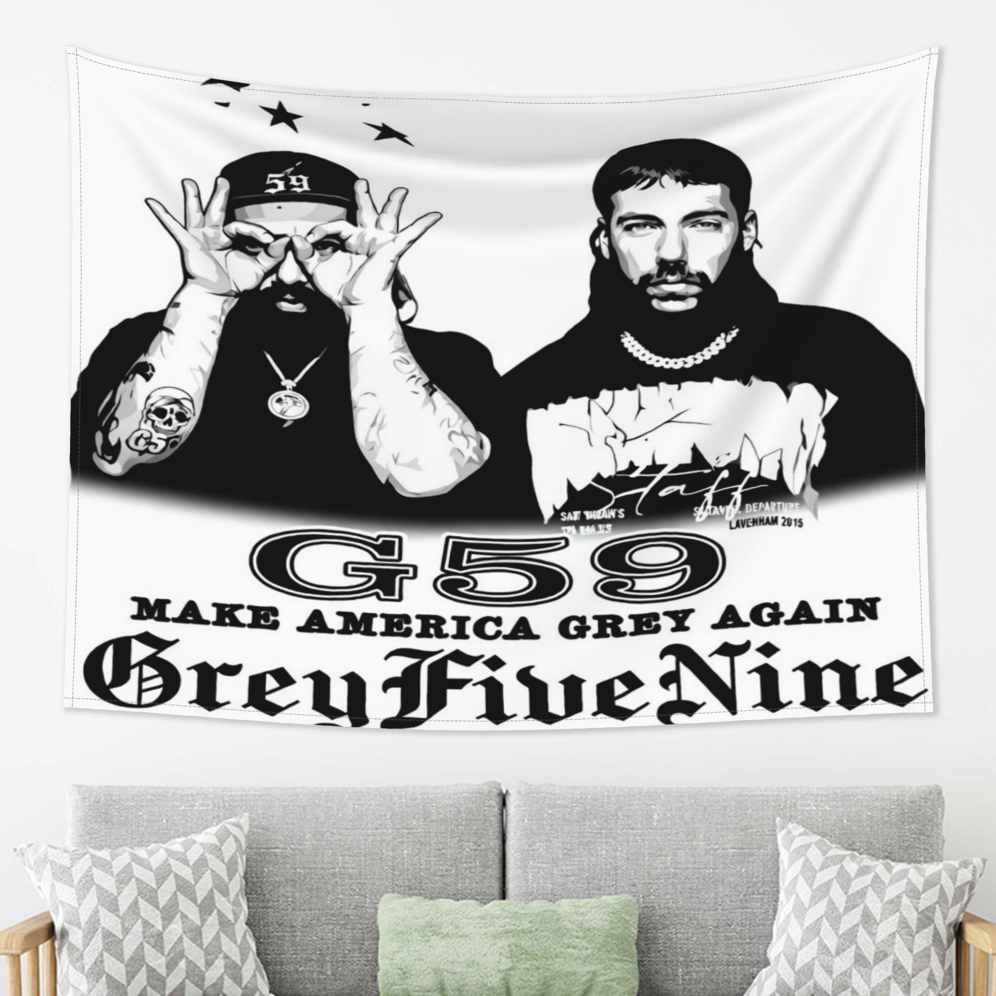 G59 Hip Hop Band Tapestry Black and White American Street Style Background Cloth Room Decoration Home Decoration 100X70CM