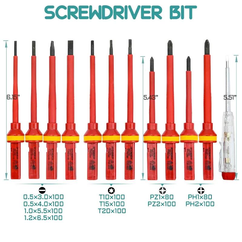 High Voltage Electrician Screwdriver Set Insulated Screwdriver 1000VPhillips Slotted Screwdriver Multi-function Electrician Tool