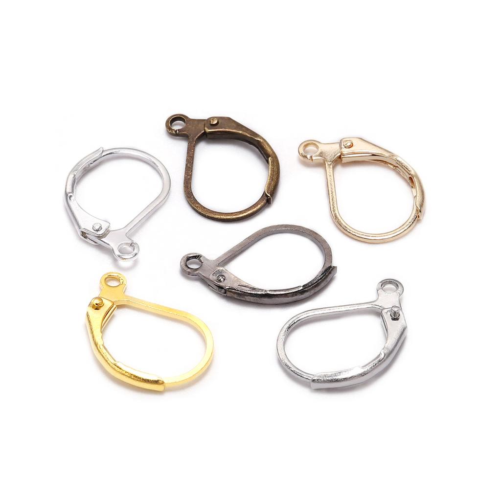50pcs/lot Gold Silver French Lever Earring Hooks Wire Settings Base Hoops Earrings For DIY Jewelry Making Supplies Wholesale