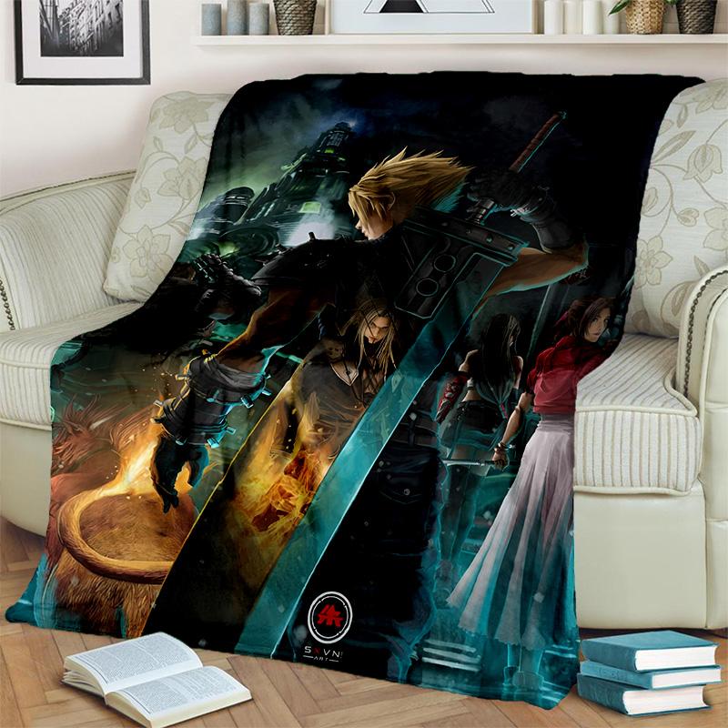 3D Final Fantasy Game Gamer FF14 HD Blanket,Soft Throw Blanket for Home Bedroom Bed Sofa Picnic Travel Office Cover Blanket Kids