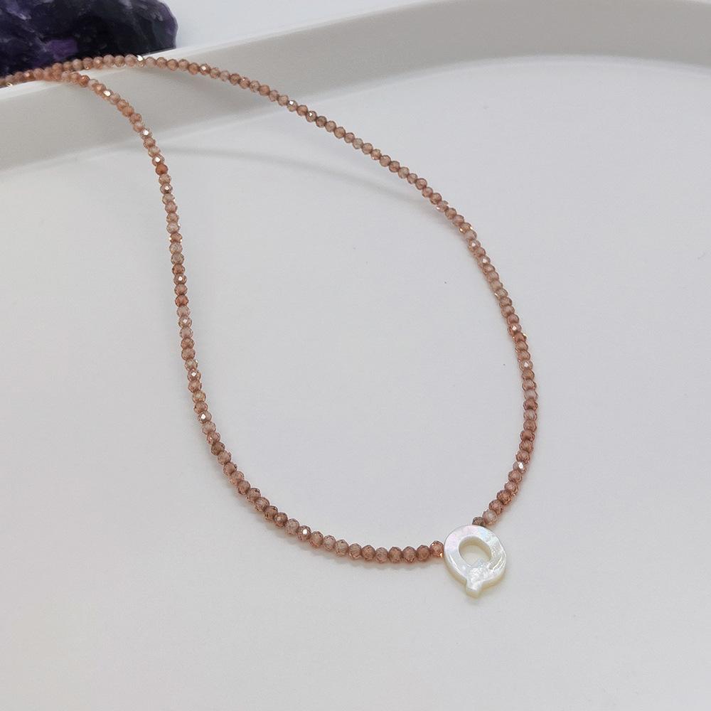 Elegant 2m Zircon Beaded Clavicle Chain: 26-Letter Deep Sea Shell Necklace for Women.