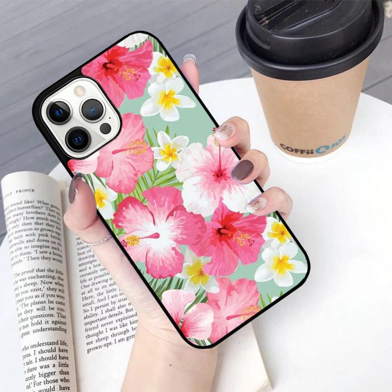 Hibiscus Flowers Floral Hybrid Mobile Phone Cases Cover For iPhone 17 Air 16 15 14 12 13 11 Pro MAX Apple Plus Coque