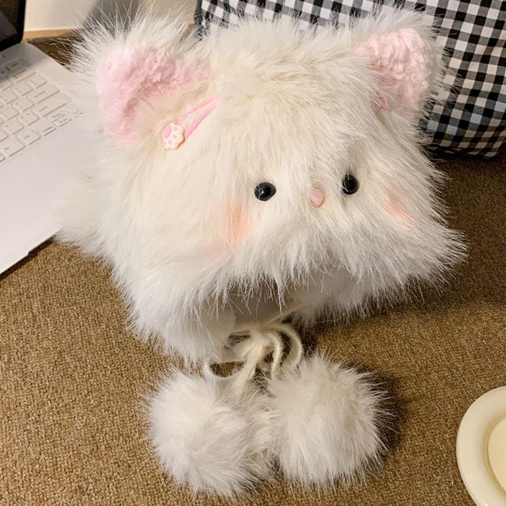 Cute Cat Ear Protection Cap Thickened Warm Winter Warm Cap New Cartoon Hat Scarf  Winter
