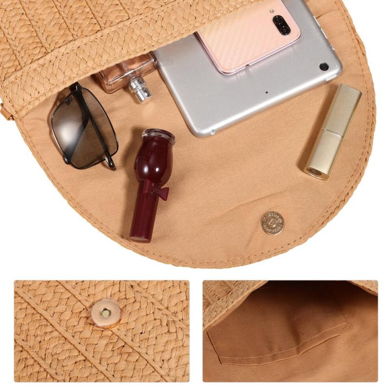 Beach Bags Straw Clutch Straw Shoulder Bag Women's'S Light Brown