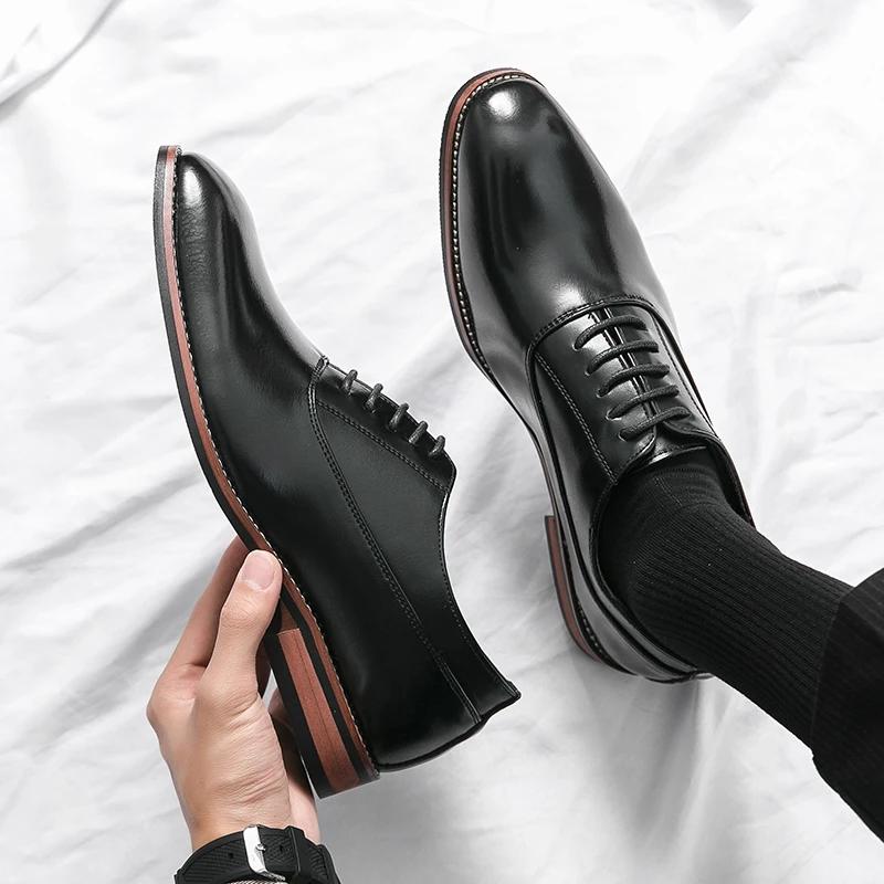 Fashion Business Dress Men Shoes 2024 New Classic Leather Men's Formal Shoes Comfortable Slip On Dress Shoes Men Oxfords Size 46
