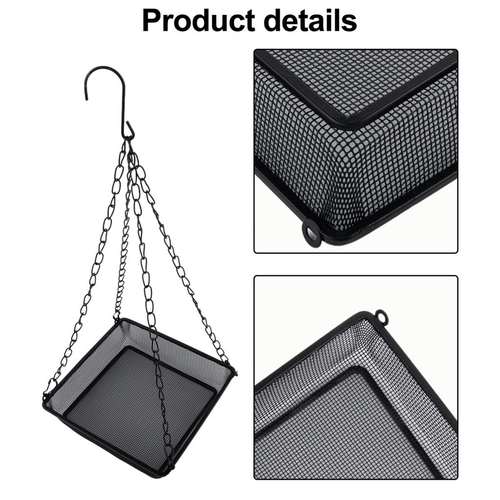 Tavă de hrănire a păsărilor din fier agățat, 1 buc, capacitate mare pentru mai multe păsări