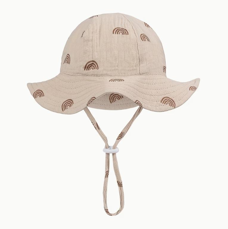 Spring Summer 0-3Y Boys And Girls Fisherman's Hats Adjustable Gauze Caps Infant Bucket Caps Cute Solid Beanies