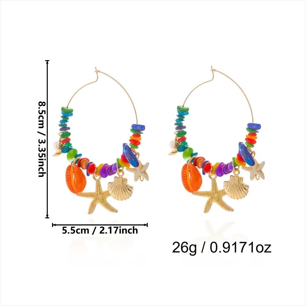 Round Drop Dangle Earring Ocean Theme Starfish Pendant Earring New Hoop Pendant Earrings Beach Style B