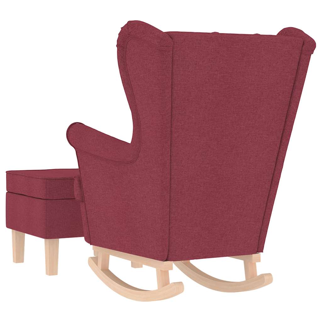 Rocking Chair with Footstool Burgundy Fabric