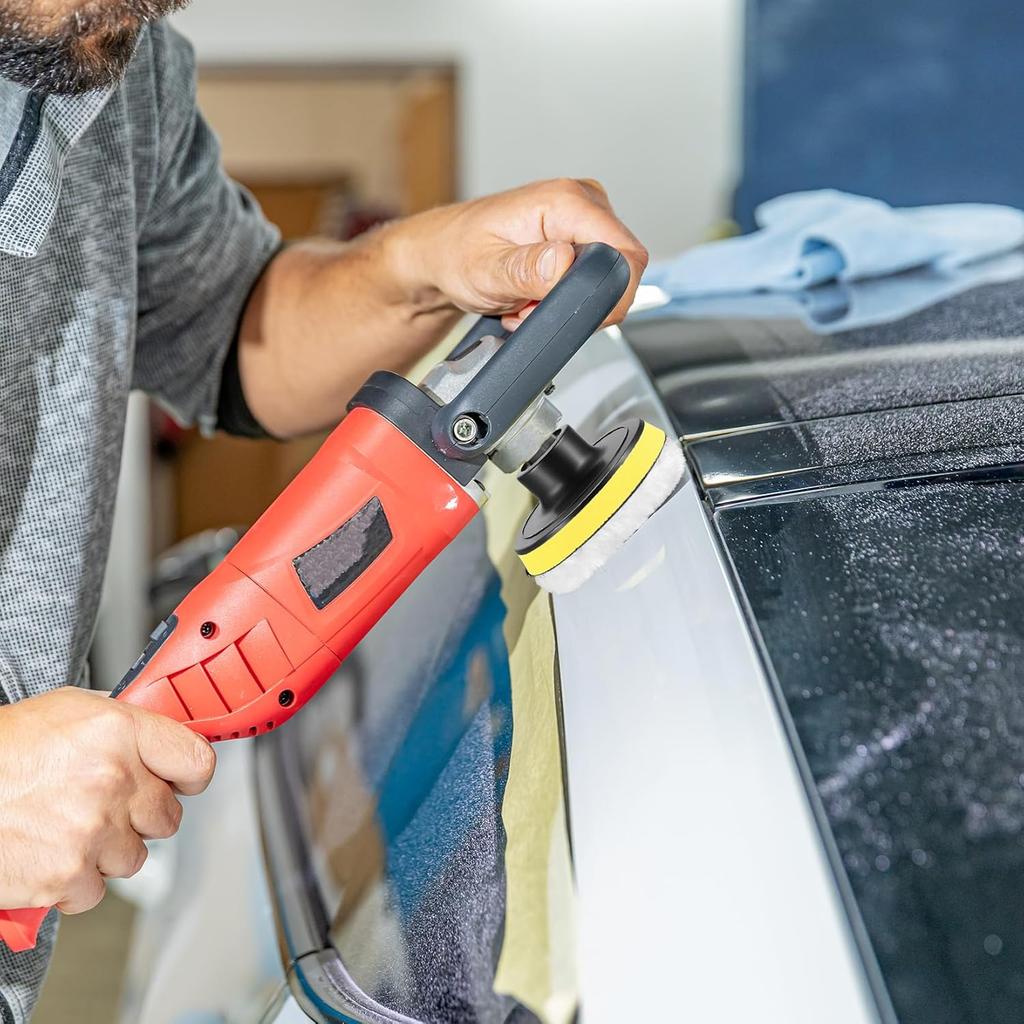 10 Pcs Wool Polishing Buffing Pads, 3 Inch Car Polishing Buffing Wheel With Hook And Loop Back For Drill Buffer Attachment, Car Buffer Polisher Kit