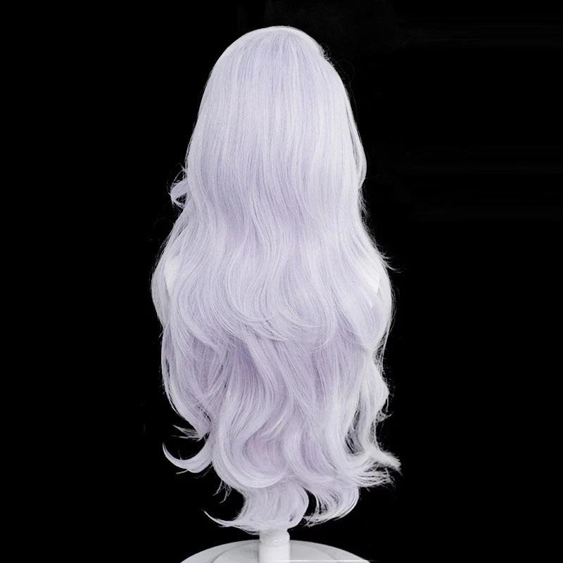 Parrucca Cosplay Gojo Satoru Femminile Anime Lunga Argento Viola Ricci Capelli Sintetici Termoresistenti Parrucche per Feste Anime + Cuffia per Parrucca