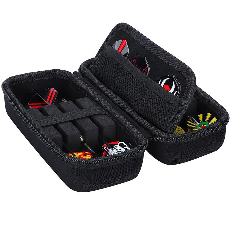 Lebakort Storage Case Compatible Steel Tip and Soft Tip Darts Carrying Storage Holder Fits Dart Tips, Shafts, and Flights, 6-Pack (Black Case)