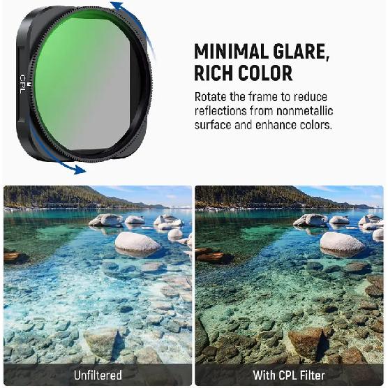 NEEWER CPL Filter Compatible with Insta360 Ace Pro Insta 360 Ace Pro 2 Snap On Multicoated HD Optical Glass Adjustable