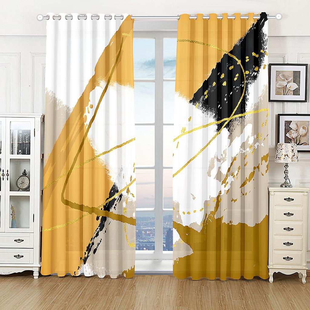 3D Cheap Modern Simple Style Polyester Thin Sunshade Curtains Luxury Living Room Bedroom Home Decor 2 Panels