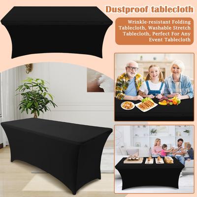 Tischdecke 8 Fuß, 2er-Pack Schwarze Tischdecke, Knitterarme Klapptischdecke, Waschbare Stretch-Tischdecke, Perfekt für jede Veranstaltungstischdecke