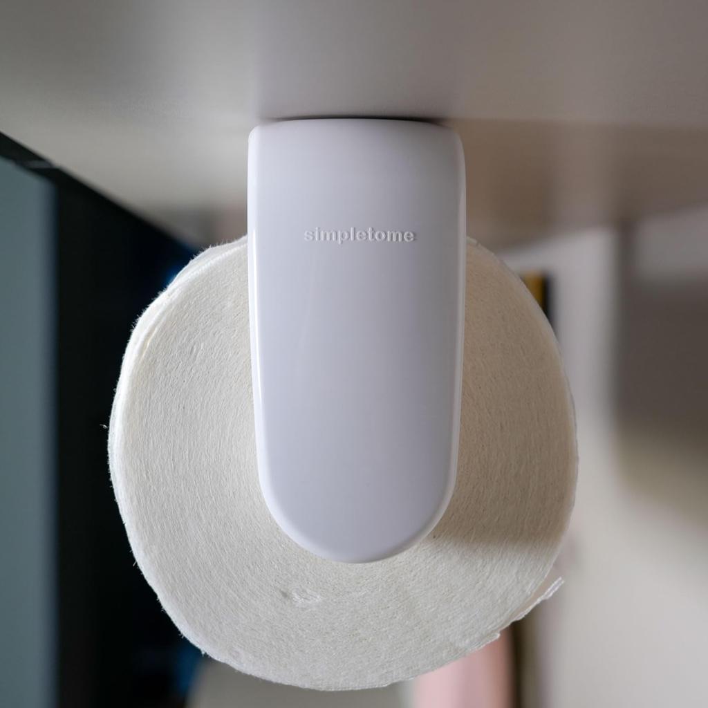 simpletome Paper Towel Under Cabinet or Wall Tension Kitchen Paper Holder Fits Holder, Mounted, One-Hand Operation, Arm, (White, 24-28cm Rolls)