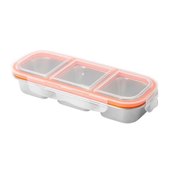 Stainless Steel Snack Container for Kids And Adults Reusable Lunch Box Leak-Proof 3-Compartment Crisper Box for School Work Travel оранжевый 990₽