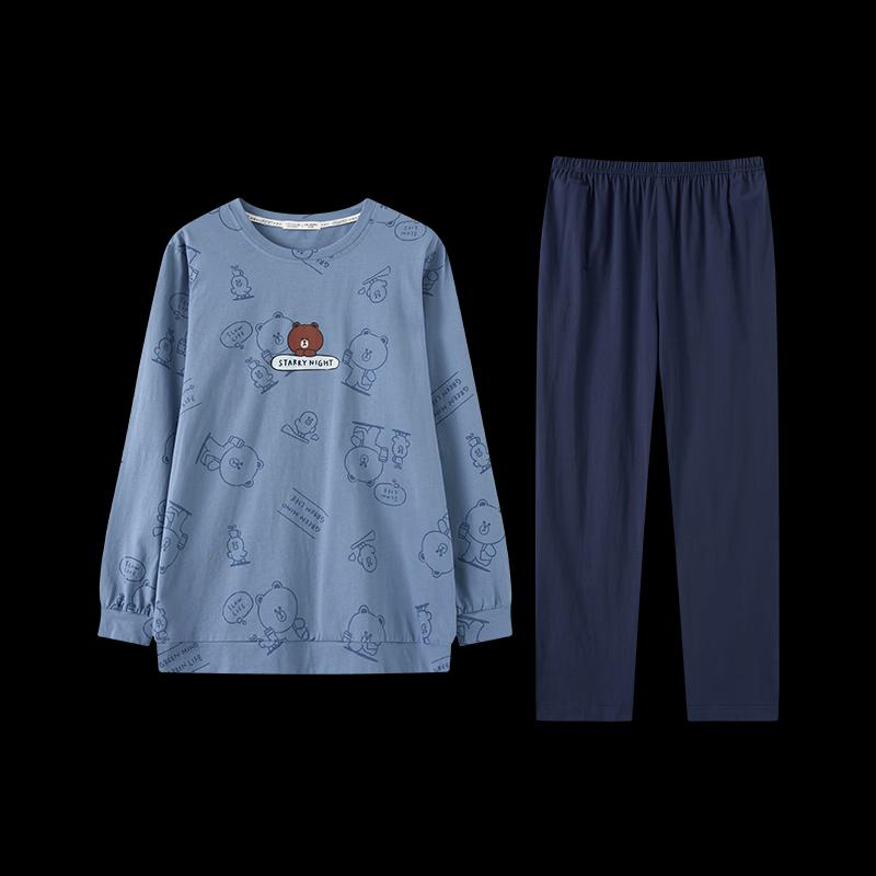 Fenteng Men's Brown Bear Cotton Long-Sleeve Pajama Set