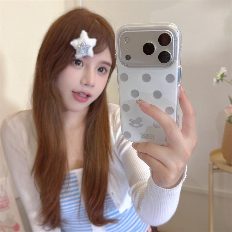INS Polka Dot Rocking Horse Phone Case For iPhone 17 Pro 16 15 14 Pro Max with Double-Sided IMD Shockproof 17pro Cover Cases