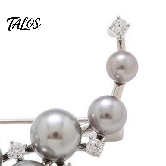 Brooch Pin, Curved Design Imitation Pearl Lapel Pin, Pearlescent Texture Badge for Coats Shirts Scarves Accessories