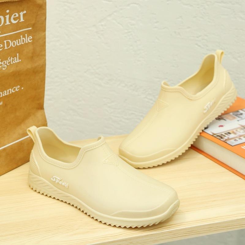 Shallow dopamine spring and autumn women's rain shoes kitchen cleaning canteen mother shoes waterproof shoes one pedal overshoes women's rubber shoes