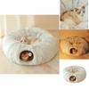 Elegant Grey And Patterned Cat Bed Tunnel Soft Plush Material Cozy Foldable Nest Perfect For Winter Use