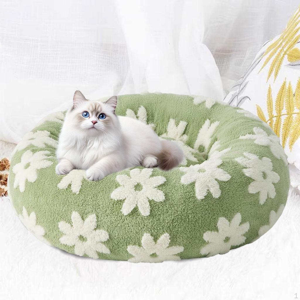 Circular Bed for Cats and Dogs with Easy-Clean Cover Secure Base Indoor Use