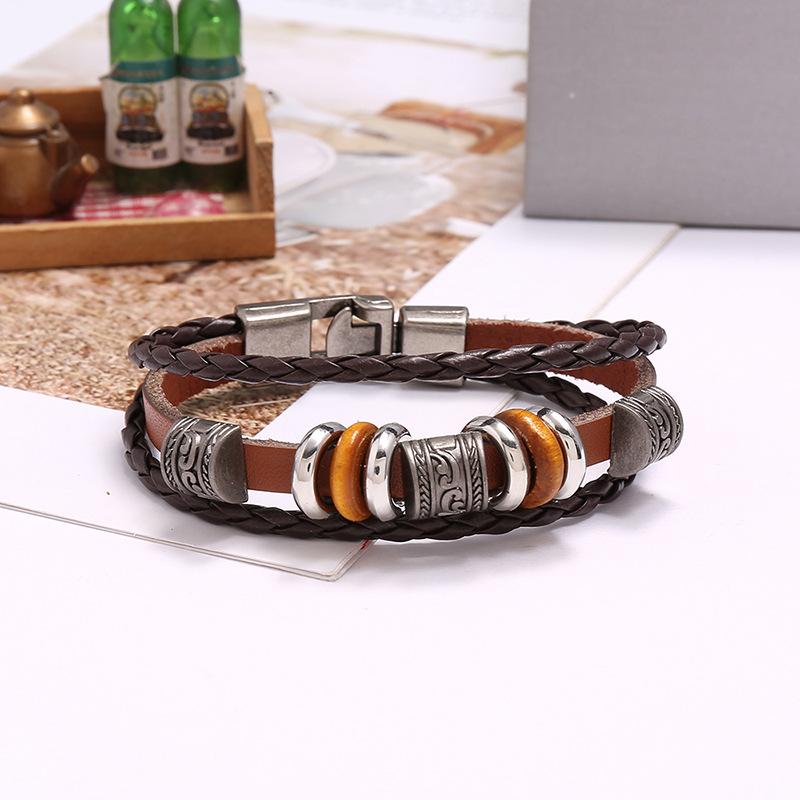 Vintage Leather Woven One Size Men Bracelet