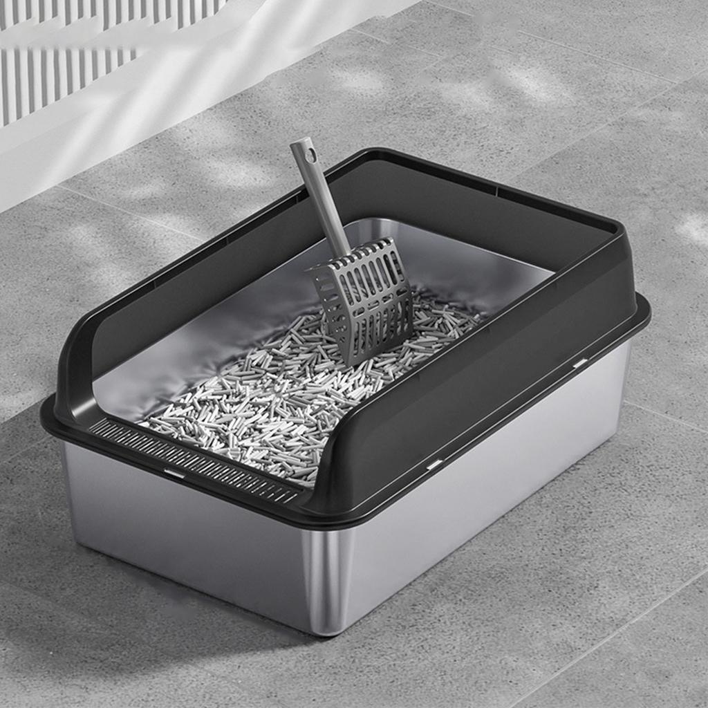 Stainless Steel Litter Box Stainless Steel Cat Litter Box Odorless Spacious Easy To Clean High Strength with Lid for Large Cats