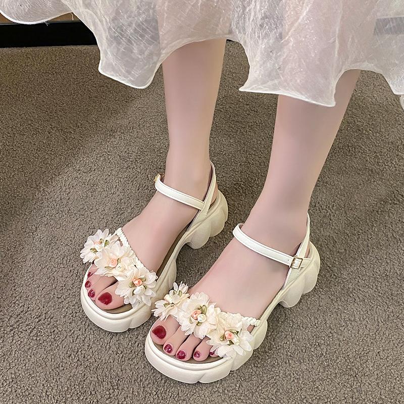 Fashion Flower Women Sandals Dress High Heels Shoes Fashion Platform Shoes Woman Casual Pumps 2025 Trend Summer Beach Cozy Zapatos Mujer