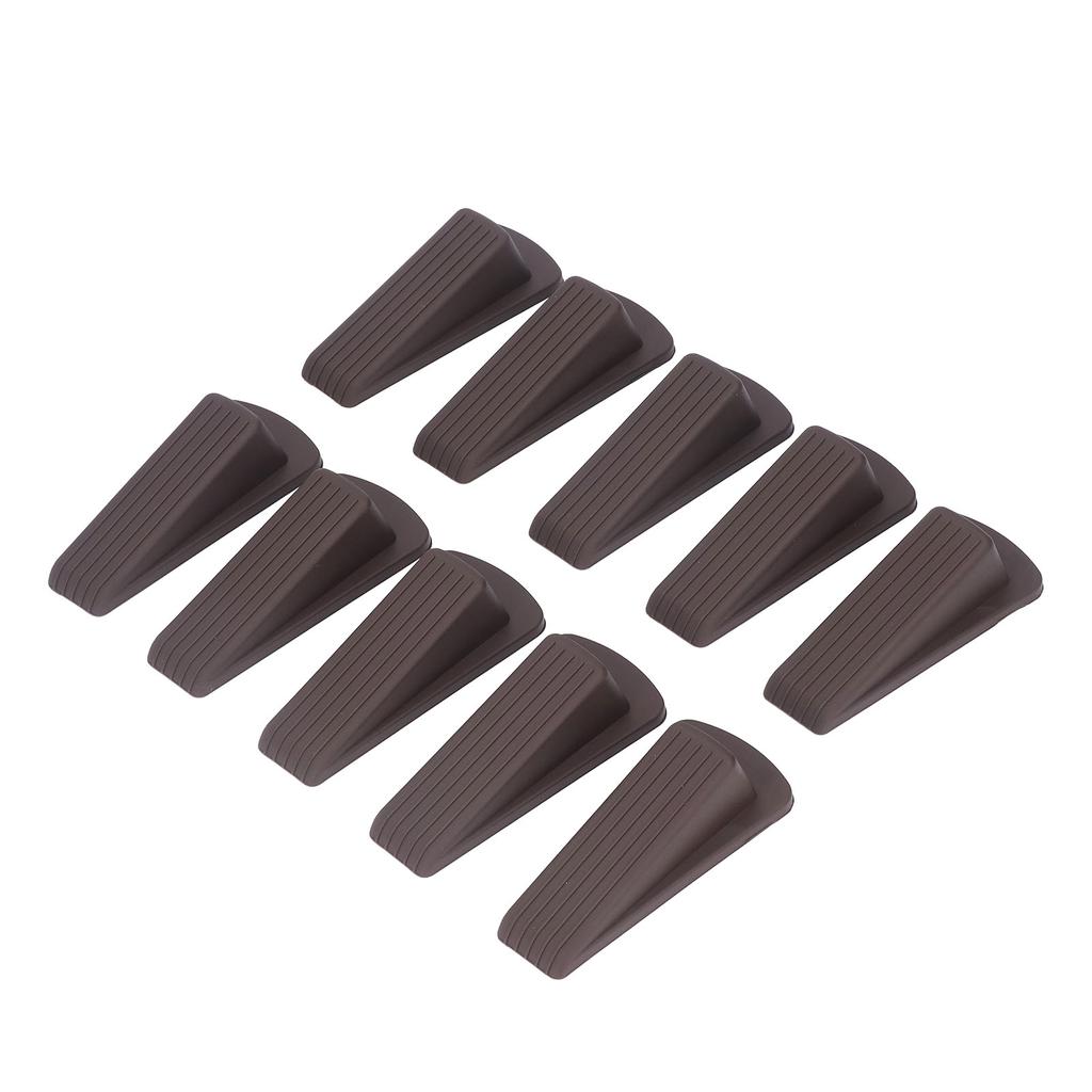 10Pcs Brown Door Stopper Set Convenient Practical Robust No Deformation Door Stop Wedge Kit for Home