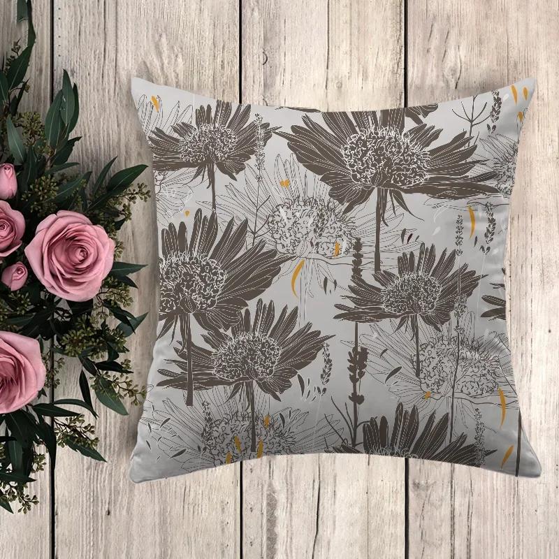 

Подушка Черно-белый цветок Декоративные наволочки Чехлы для подушек для кровати Наволочка Подушки для дивана Наволочки 66x66cm