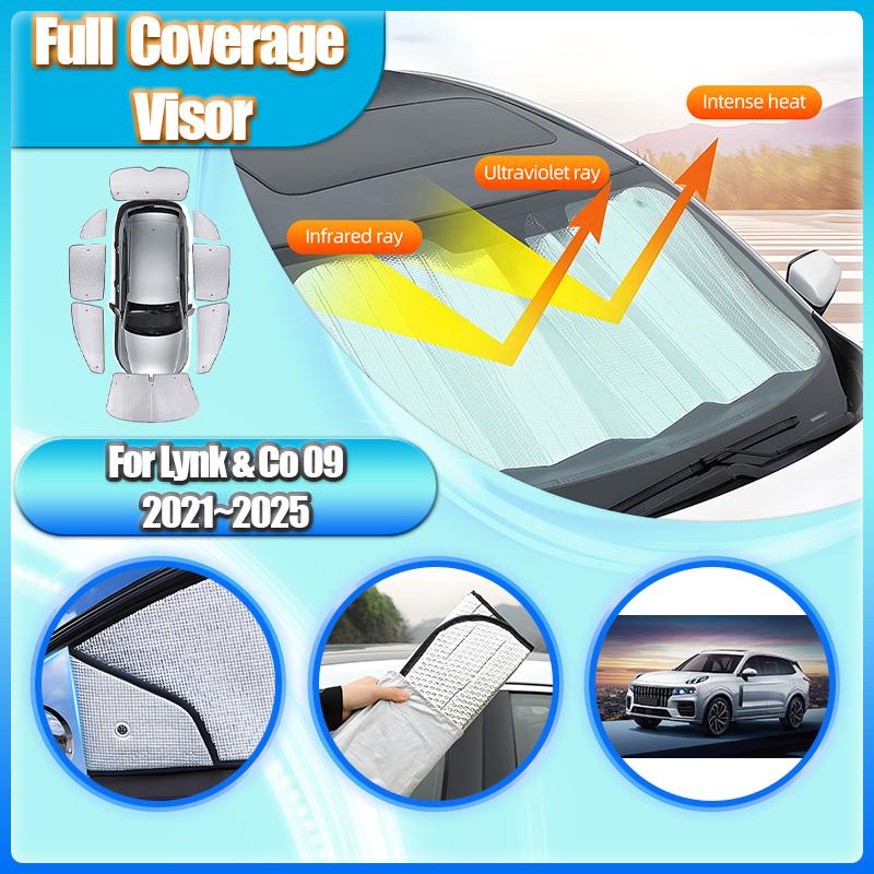 For Lynk & Co 09 Accessories 2024 2025 Sunshading Blind Shades Window Sunscreen Sun Visor Anti-UV Car Accessories