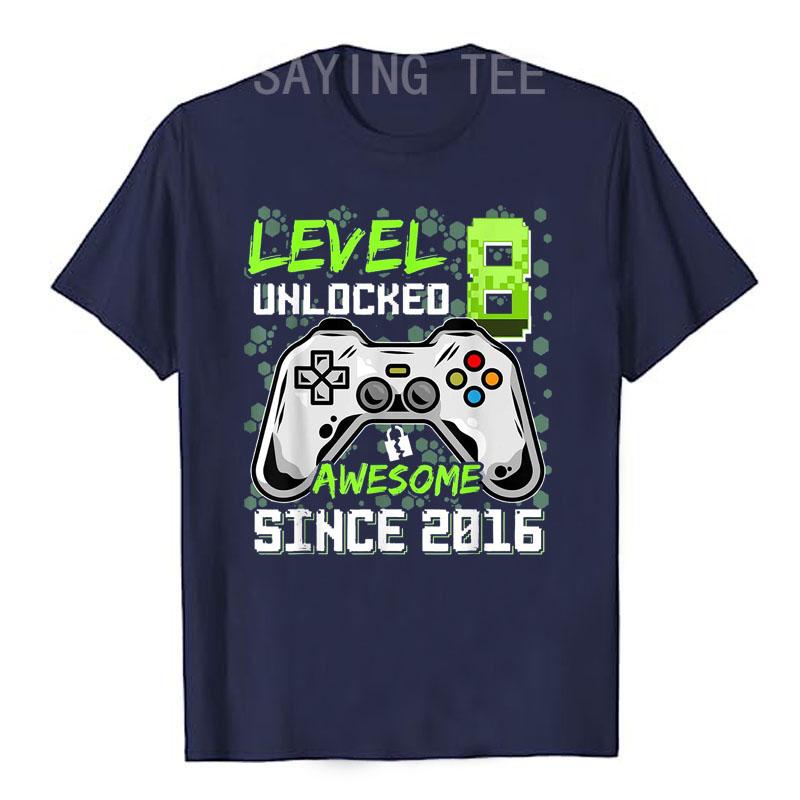 

Gamer Tee Shirts Level 8 Unlocked Awesome Since 2016 8th Birthday Gaming T-Shirt Gift Video Game Lover Graphic Outfit Life Style 4XL