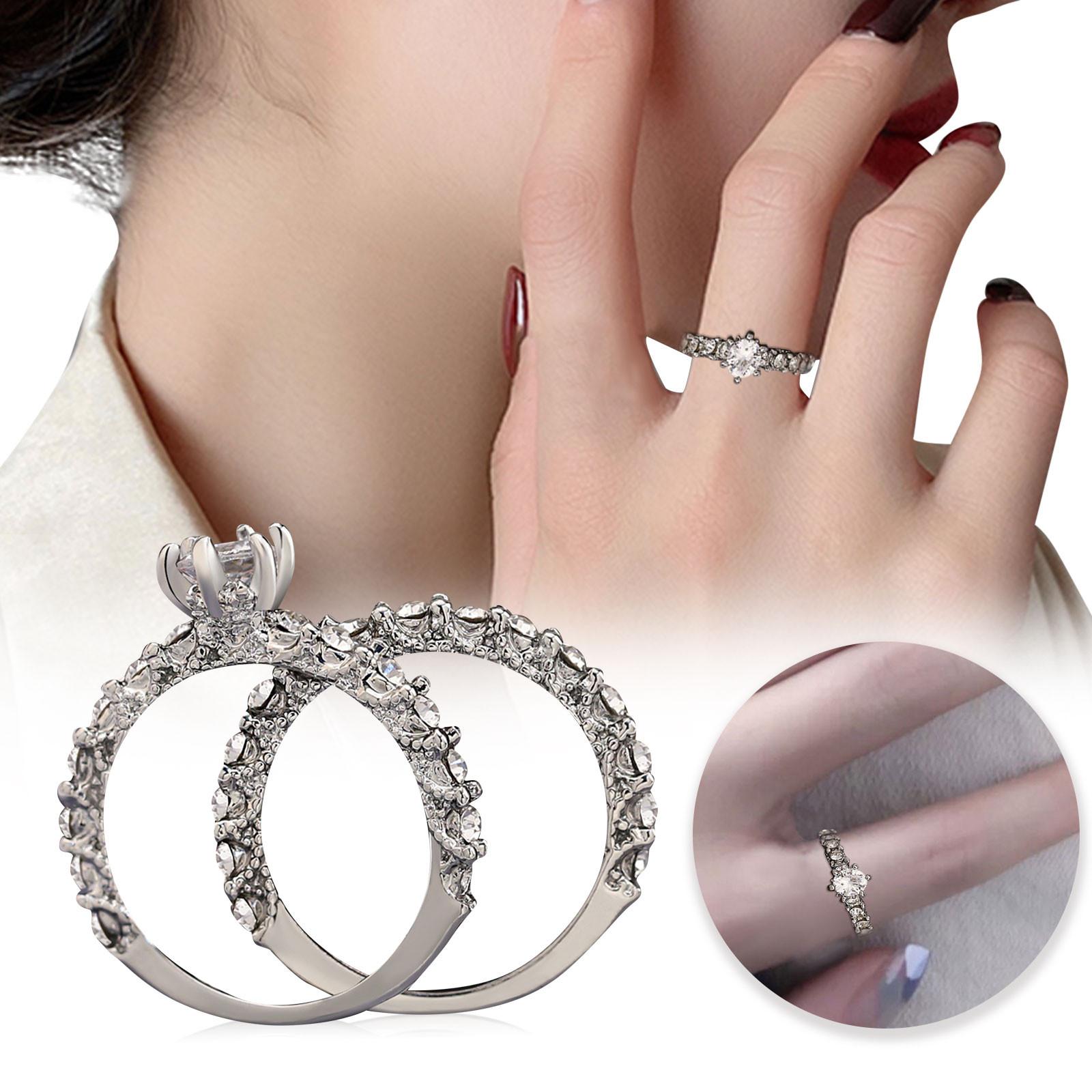 Women s Round Diamond Inlaid Fashion Full Diamond Ring 10 серебряный