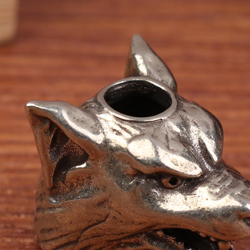 Zvíře Vlk Bojovník Hlava Socha Mosazný Korálek z Paracordu pro Deštník DIY Ručně Vyráběný Lanyard Šperkové Doplňky Venkovní Nástroj Přívěsek