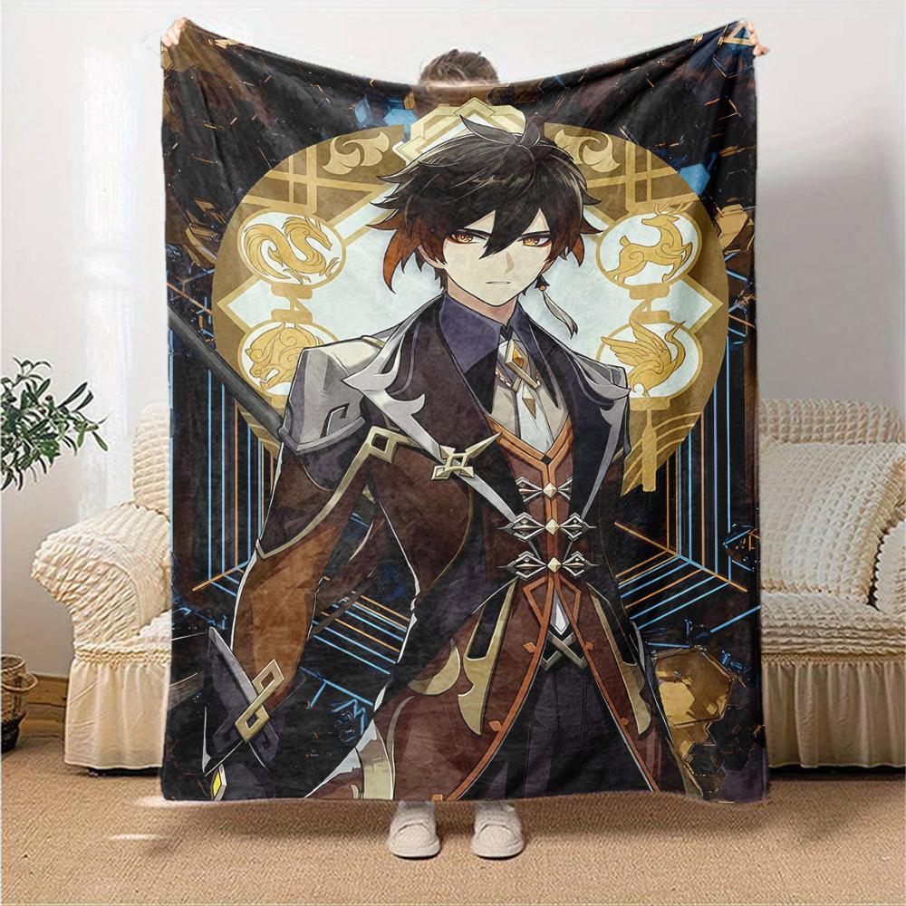 1pc Genshin Impact2 Blanket, Gift, for Men and Women, Soft Blanket, Good for Sofa Bed Couch Travel, Lightweight Flannel Blanket
